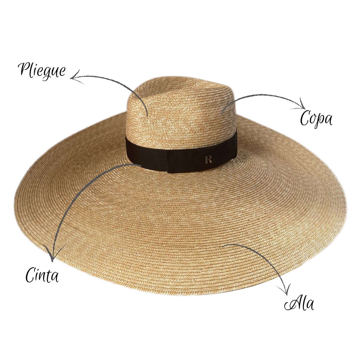 Sombrero Ala Ancha Extragrande con Cinta Negra Ombre - Raceu Hats